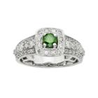 Igl Certified Green & White Diamond Square Halo Engagement Ring In 14k White Gold (1 Carat T.w.), Women's, Size: 8