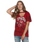 Juniors' The Rolling Stones Cutout Tie-dye Tee, Teens, Size: Large, Med Red