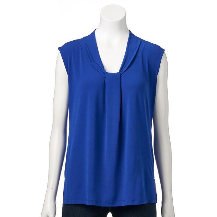 Women's Dana Buchman Print Knot-front Top, Size: Xs, Med Blue