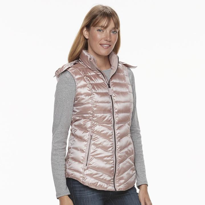 Women's Tek Gear Hooded Puffer Vest, Size: Small, Med Pink