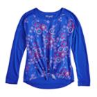 Girls 7-16 Mudd&reg; Mixed-media Knot Front Tee, Size: 16, Med Blue