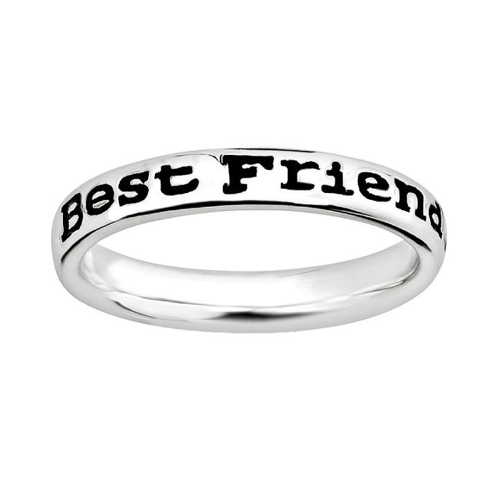 Stacks And Stones Sterling Silver Best Friends Stack Ring, Women's, Size: 7, Black