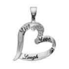 Wearable Art Live Laugh Love Heart Pendant, Women's, Silver