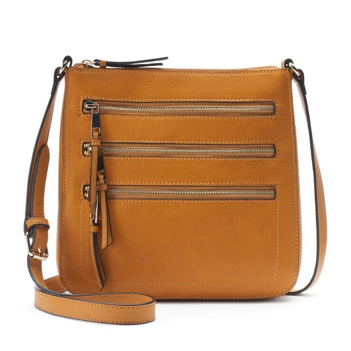 Apt. 9&reg; Robin Triple Zipper Crossbody Bag, Women's, Yellow