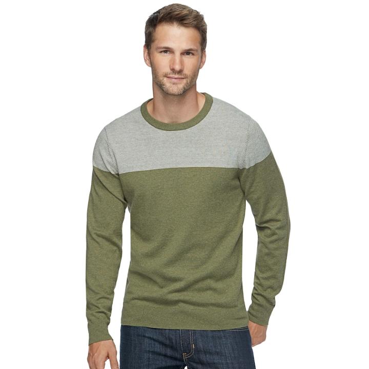 Men's Sonoma Goods For Life&trade; Coolmax Classic-fit Crewneck Sweater, Size: Large, Dark Green