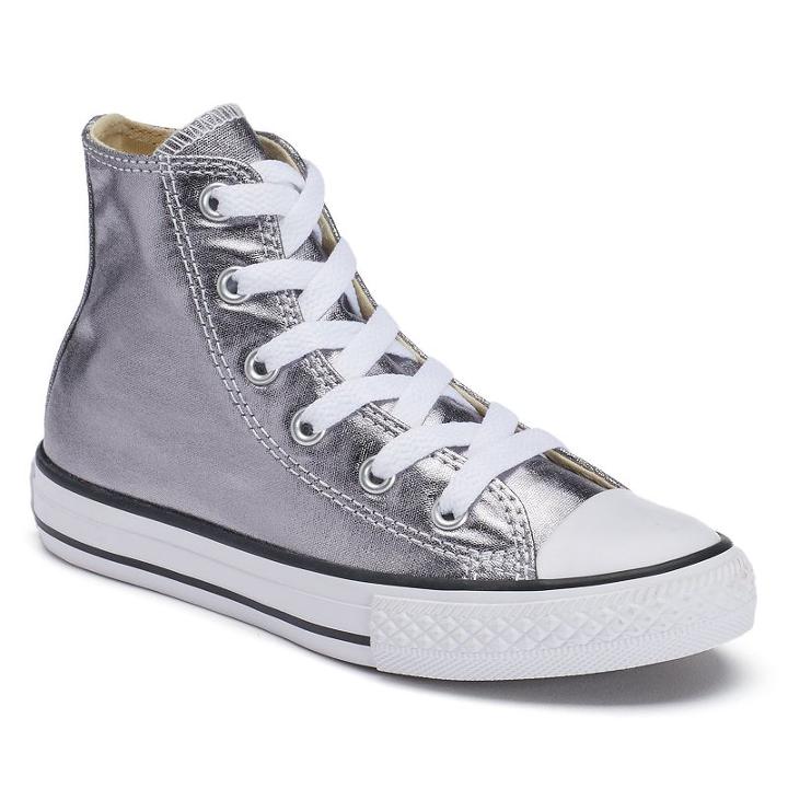 Kid's Converse Chuck Taylor All Star Metallic High-top Sneakers, Size: 3, Med Grey