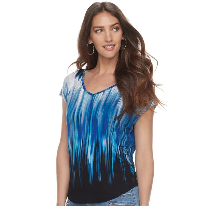 Women's Jennifer Lopez Dolman V-neck Tee, Size: Large, Blue