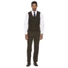 Men's Wd. Ny Slim-fit Brown Shawl-collar Tweed Wool-blend Suit Vest, Size: Large, Med Brown