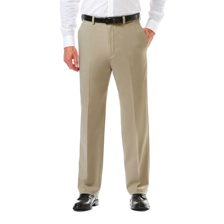 Big & Tall Haggar&reg; Cool 18&reg; Pro Straight-fit Wrinkle-free Flat-front Super Flex Waist Pants, Men's, Size: 32x38, Beige Oth