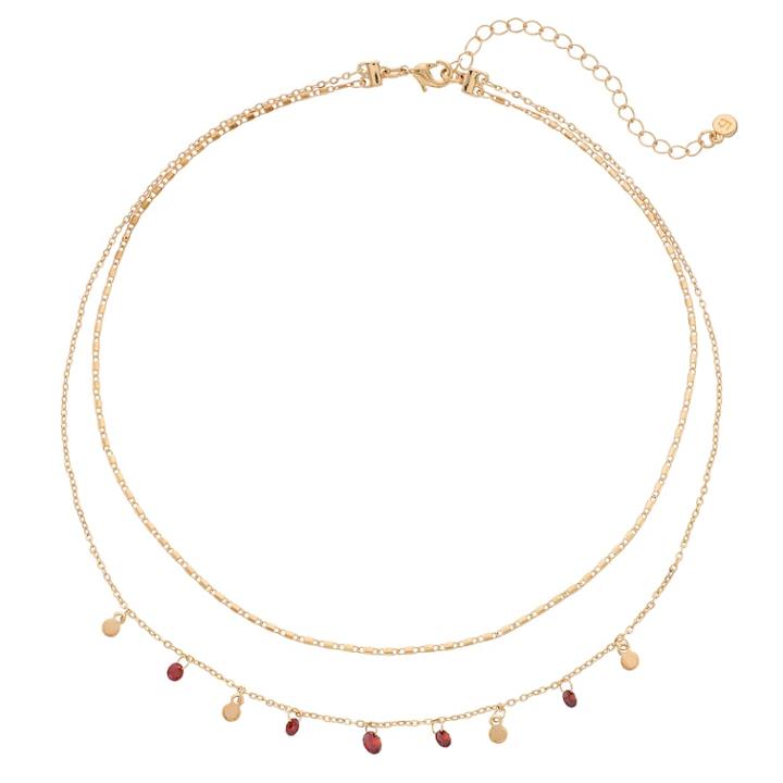 Lc Lauren Conrad Shaky Stone Double Strand Necklace, Women's, Red