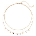 Lc Lauren Conrad Shaky Stone Double Strand Necklace, Women's, Red