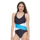 Women's Halitech Colorblock Racerback One-piece Swimsuit, Size: Small, Turquoise/blue (turq/aqua)