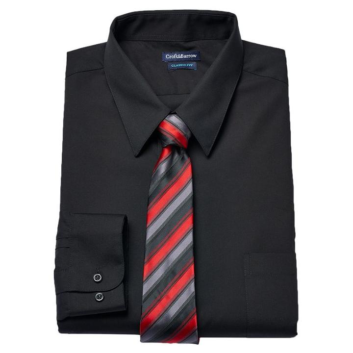 Men's Croft & Barrow&reg; Classic-fit Dress Shirt & Tie Set, Size: 2x-36/37, Black