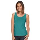 Women's Croft & Barrow&reg; Essential Scoopneck Tank, Size: Xs, Turquoise/blue (turq/aqua)