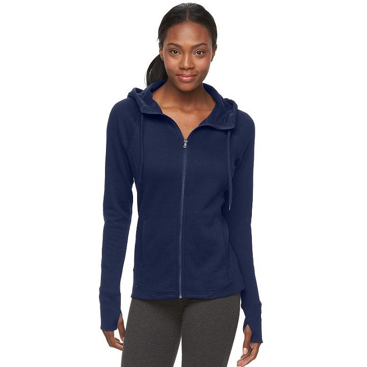 Women's Tek Gear&reg; Full-zip Fleece Hoodie, Size: Large, Dark Blue
