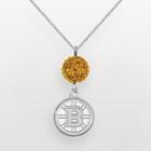 Logoart Boston Bruins Sterling Silver Crystal Ball Pendant, Women's, Yellow