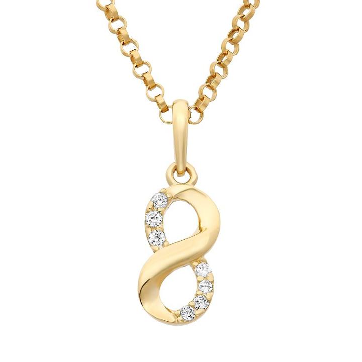 Junior Jewels Cubic Zirconia 14k Gold Infinity Pendant Necklace, Girl's, Size: 13, White