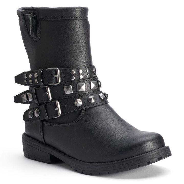 Mudd&reg; Girls' Studded Moto Ankle Boots, Girl's, Size: Medium (2), Black