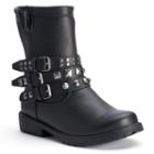 Mudd&reg; Girls' Studded Moto Ankle Boots, Girl's, Size: Medium (2), Black