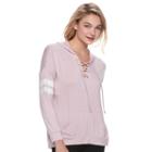 Juniors' Pink Republic Lace-up Long Sleeve Hoodie, Teens, Size: Small, Dark Pink