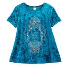 Girls 7-16 & Plus Size Mudd&reg; Foil Print Velvet Swing Tee, Size: 12, Turquoise/blue (turq/aqua)