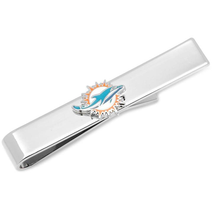 Miami Dolphins Rhodium-plated Tie Bar, Men's, Turq/aqua