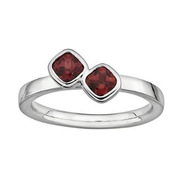 Stacks And Stones Sterling Silver Garnet Stack Ring, Women's, Size: 7