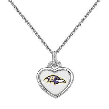 Baltimore Ravens Heart Pendant Necklace, Women's, Size: 18, White