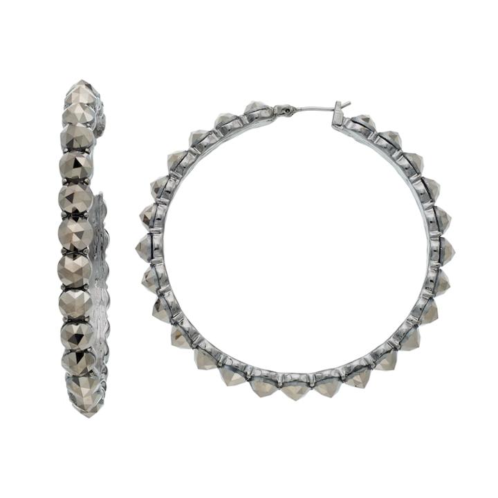 Simply Vera Vera Wang Studded Nickel Free Hoop Earrings, Women's, Black
