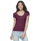 Juniors' So&reg; Ribbed Lace-up Tee, Girl's, Size: Xl, Dark Pink