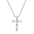 1913 Men's Stainless Steel Cross Pendant Necklace, Size: 24, White