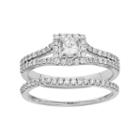 Igl Certified Diamond Square Halo Engagement Ring Set In 14k Gold (1 Carat T.w.), Women's, Size: 9.50, White