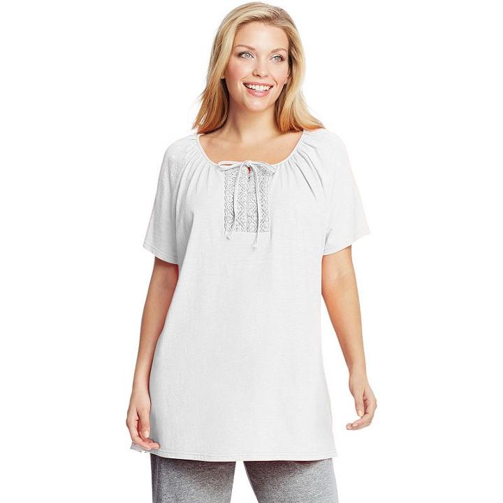 Plus Size Just My Size Crochet-trim Tunic, Women's, Size: 1xl, White