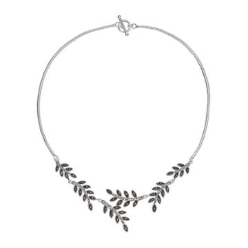 Le Vieux Marcasite Silver-plated Leaf Necklace, Women's, Size: 17, Silver