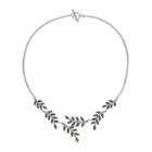 Le Vieux Marcasite Silver-plated Leaf Necklace, Women's, Size: 17, Silver