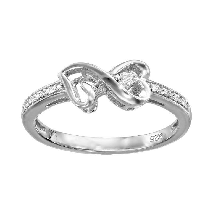 Love Is Forever Diamond Accent Sterling Silver Infinity Heart Ring, Women's, Size: 9, White