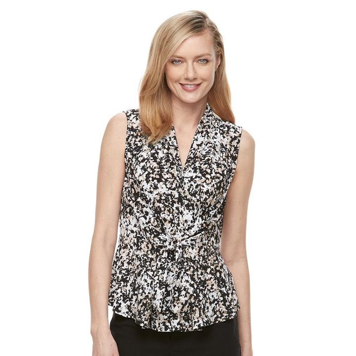 Women's Dana Buchman Tie-front Crepe Top, Size: Xl, White