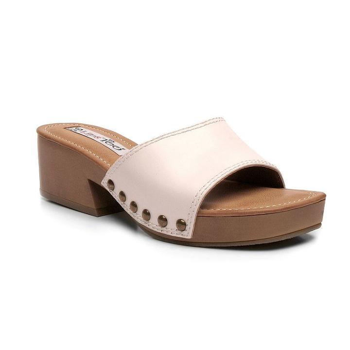 2 Lips Too Too Lindy Women's Chunky Heel Slide Sandals, Girl's, Size: Medium (6), White