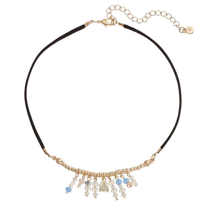 Lc Lauren Conrad Shaky Bead Faux Suede Choker Necklace, Women's, Multicolor