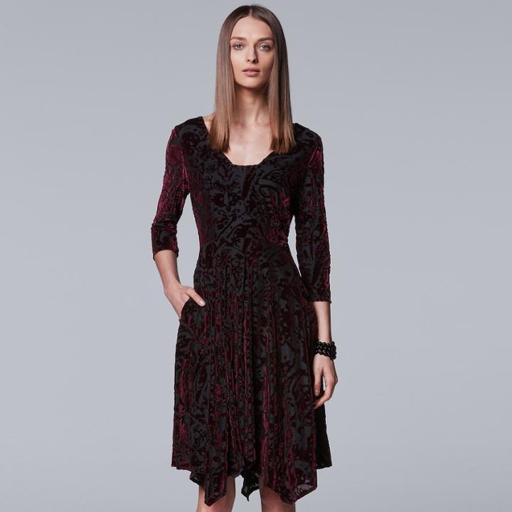 Women's Simply Vera Vera Wang Burnout Velvet Dress, Size: Large, Red