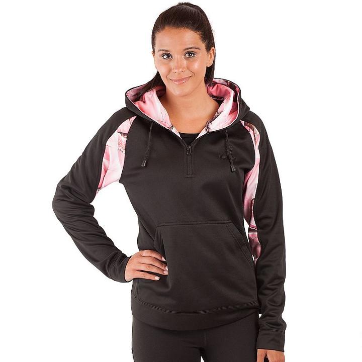 Women's Huntworth Lifestyle 1/4-zip Camouflage Fleece Hoodie, Size: Large, Black