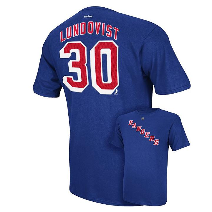 Reebok New York Rangers Henrik Lundqvist Player Tee - Men, Size: Xl, Blue