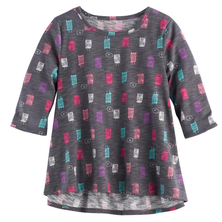 Girls 4-10 Jumping Beans&reg; Patterned Top, Size: 10, Grey