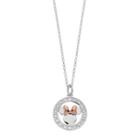 Disney's Minnie Mouse Silver Plated Crystal Circle Pendant Necklace, Women's, White