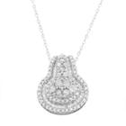 10k White Gold 1 Carat T.w. Diamond Halo Pendant Necklace, Women's, Size: 18