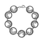 Lavish By Tjm Sterling Silver Cubic Zirconia Circle Bracelet - Made With Swarovski Marcasite, Women's, Size: 7.5, White