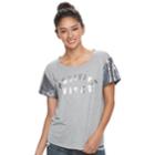 Juniors' Fifth Sun Positive Vibes Sequin Sleeve Graphic Tee, Teens, Size: Large, Grey