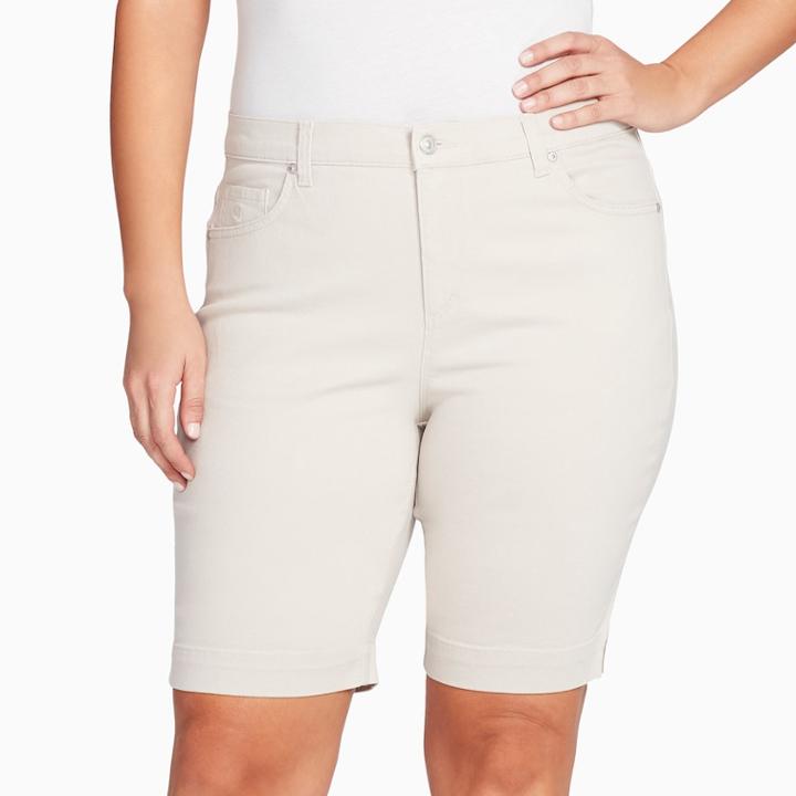 Plus Size Gloria Vanderbilt Amanda Embellished Bermuda Shorts, Women's, Size: 20 W, Brown