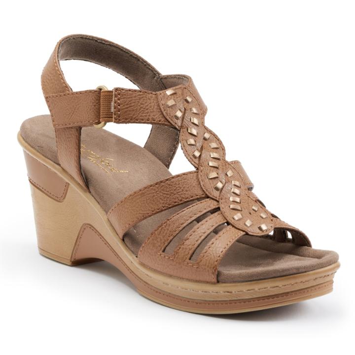 Naturalsoul By Naturalizer Riddick Women's Comfort Wedge Sandals, Size: Medium (10), Brown Over
