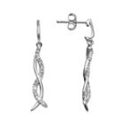 Sterling Silver 1/10-ct. T.w. Round-cut Diamond Drop Earrings, Women's, White